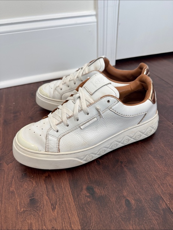 Tory Burch Other - Tory Burch Men’s White Leather Sneakers Shoes Luxury Logo, size 10